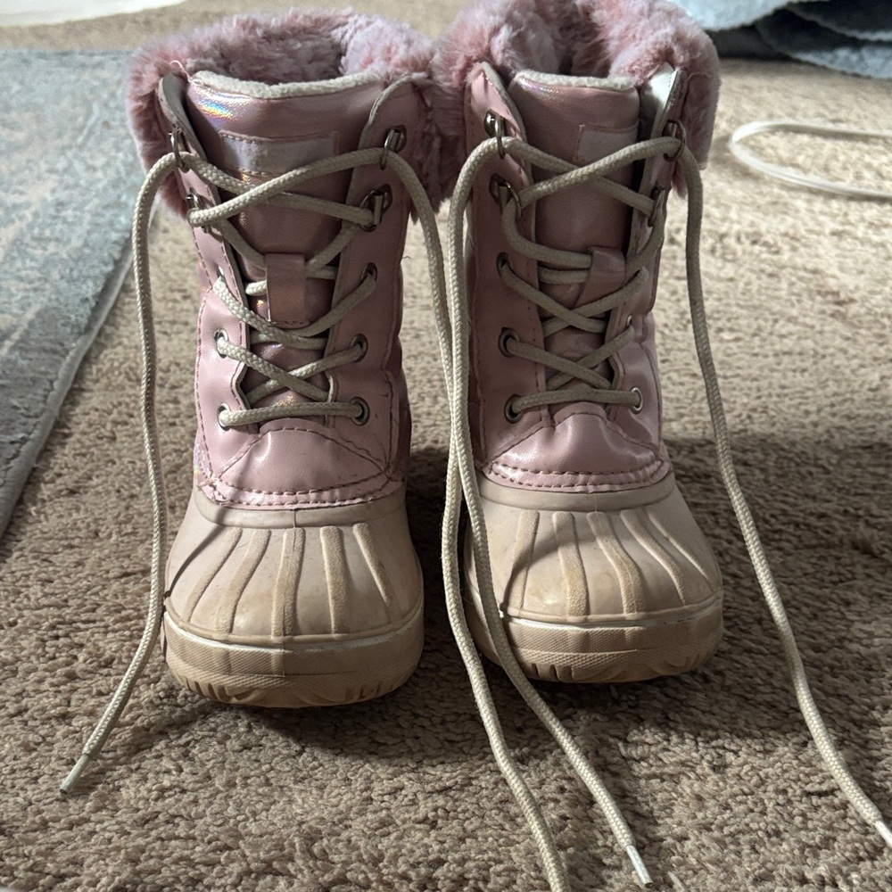 London Fog Pink and Tan Kids Boots
